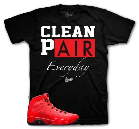 Retro 9 Chile Red Shirt - Clean Pair - Black