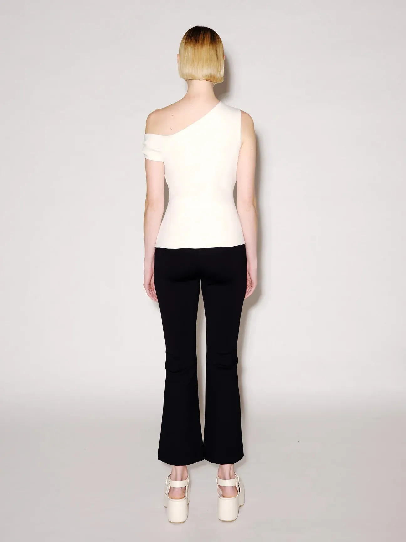 Scuba One Shoulder Twist Top in Ivory