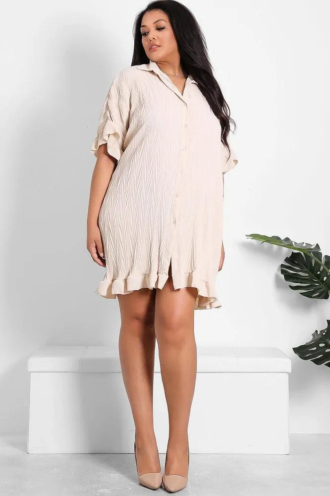 Shirred Crinkle Fabric Lazy Fit Shirt Dress