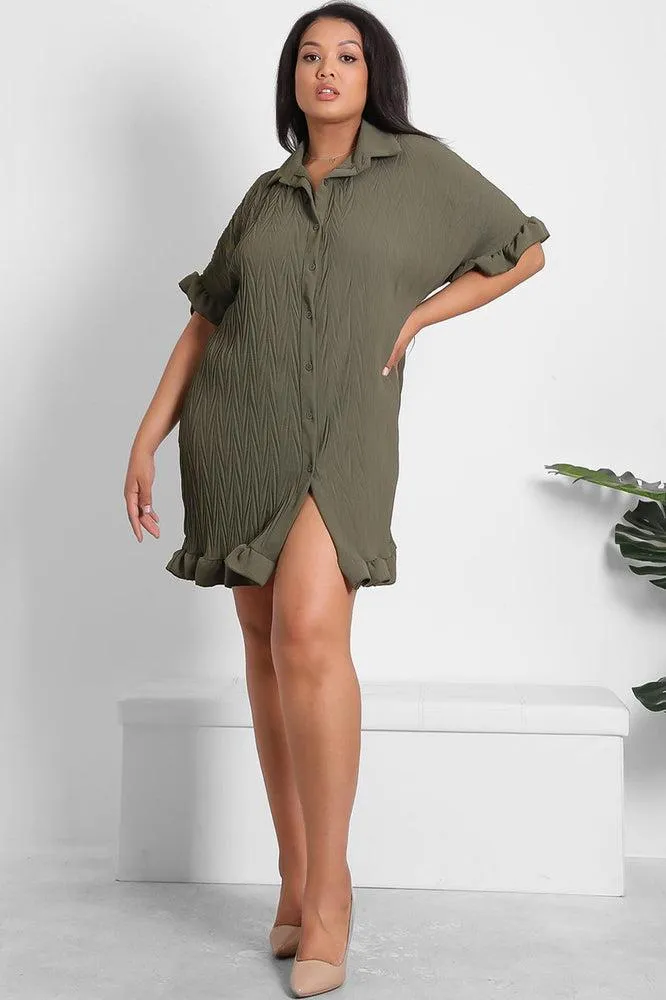 Shirred Crinkle Fabric Lazy Fit Shirt Dress