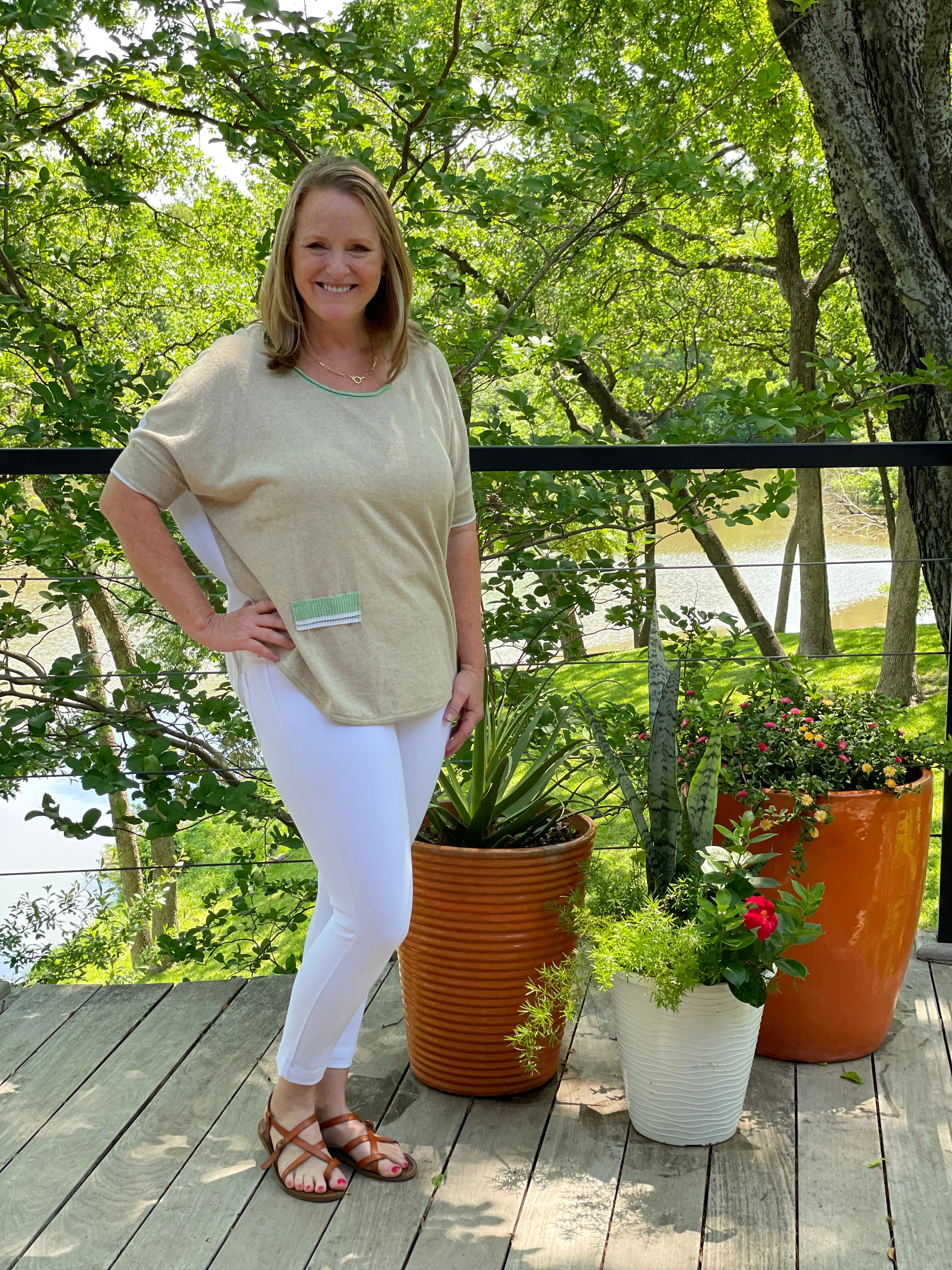 Short Sleeve Sweater in Flax