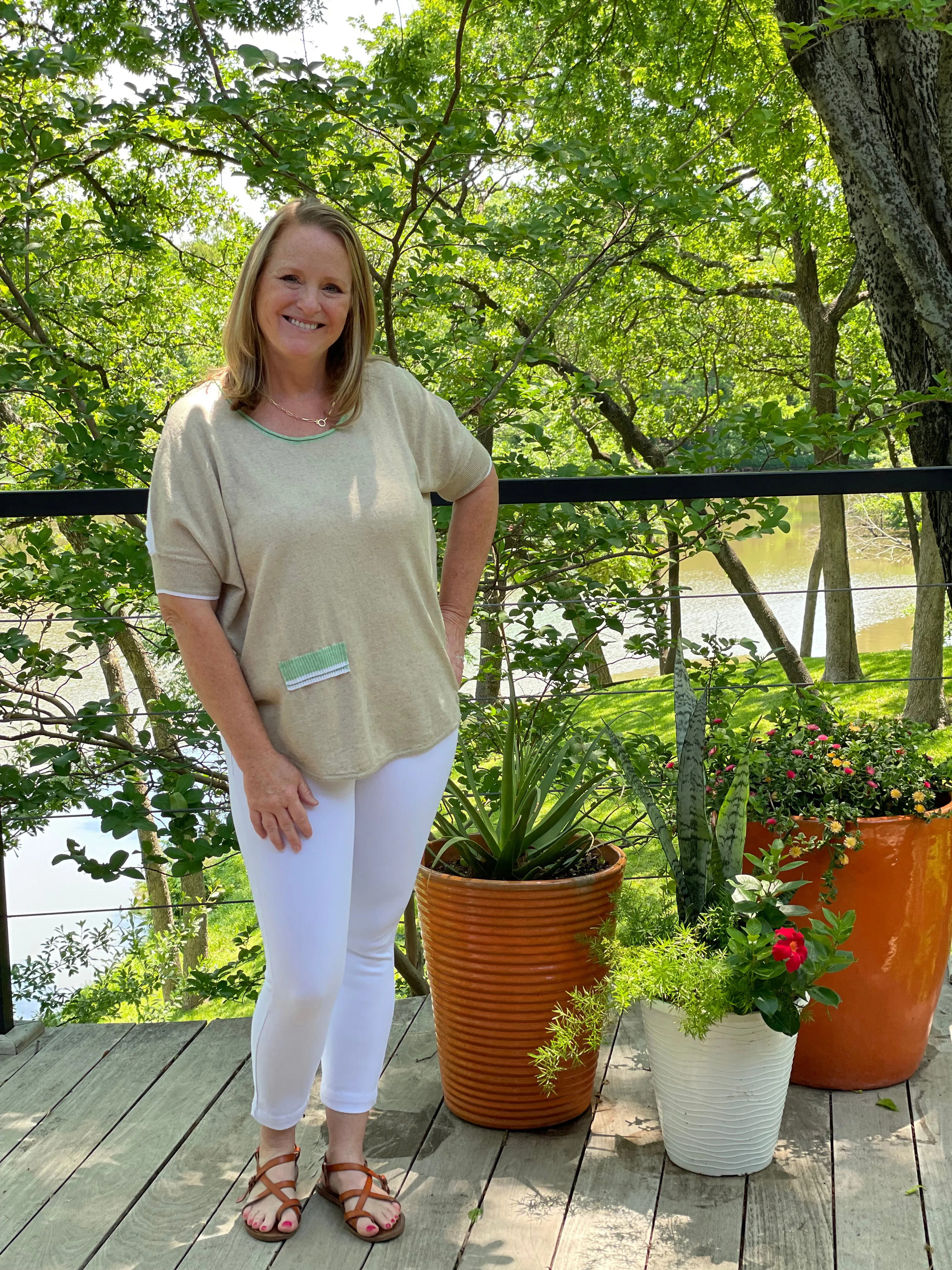 Short Sleeve Sweater in Flax