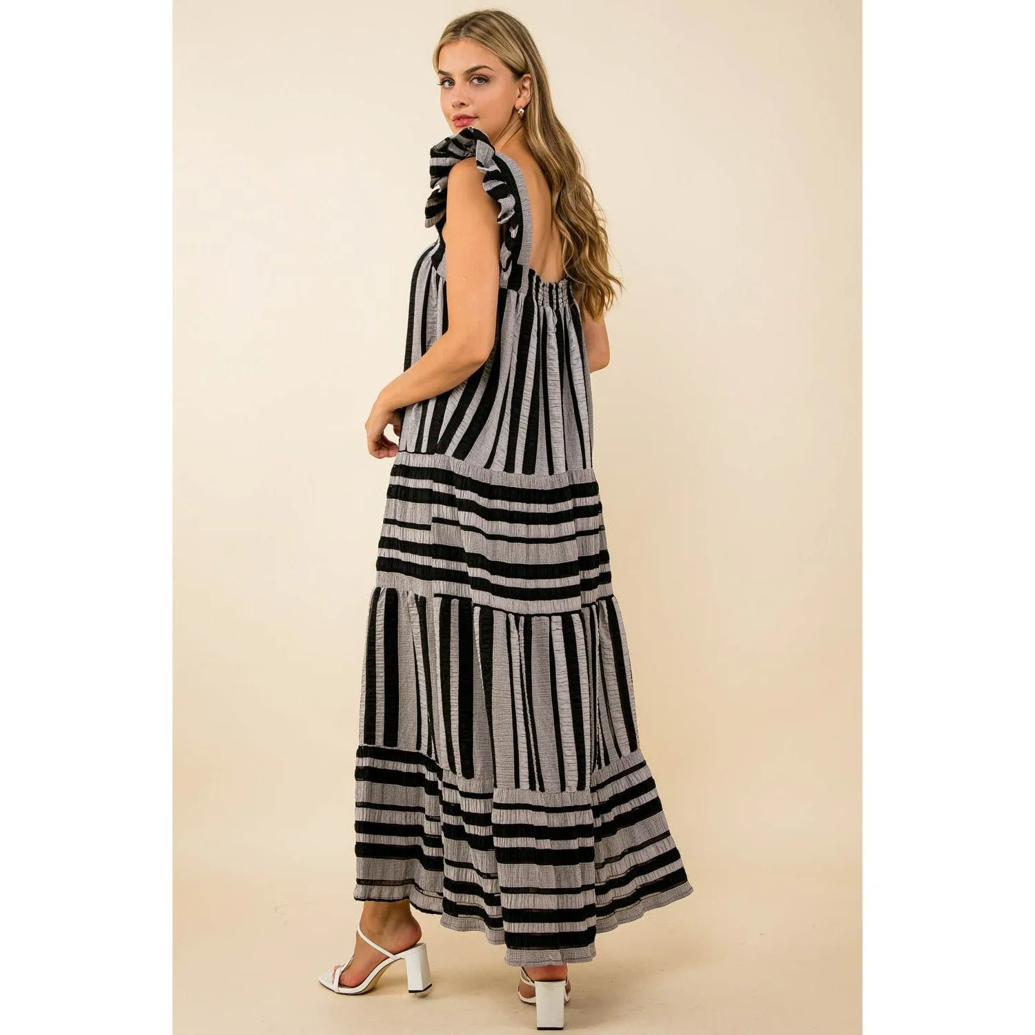 Taytum Striped Tiered Maxi THML Dress-SALE