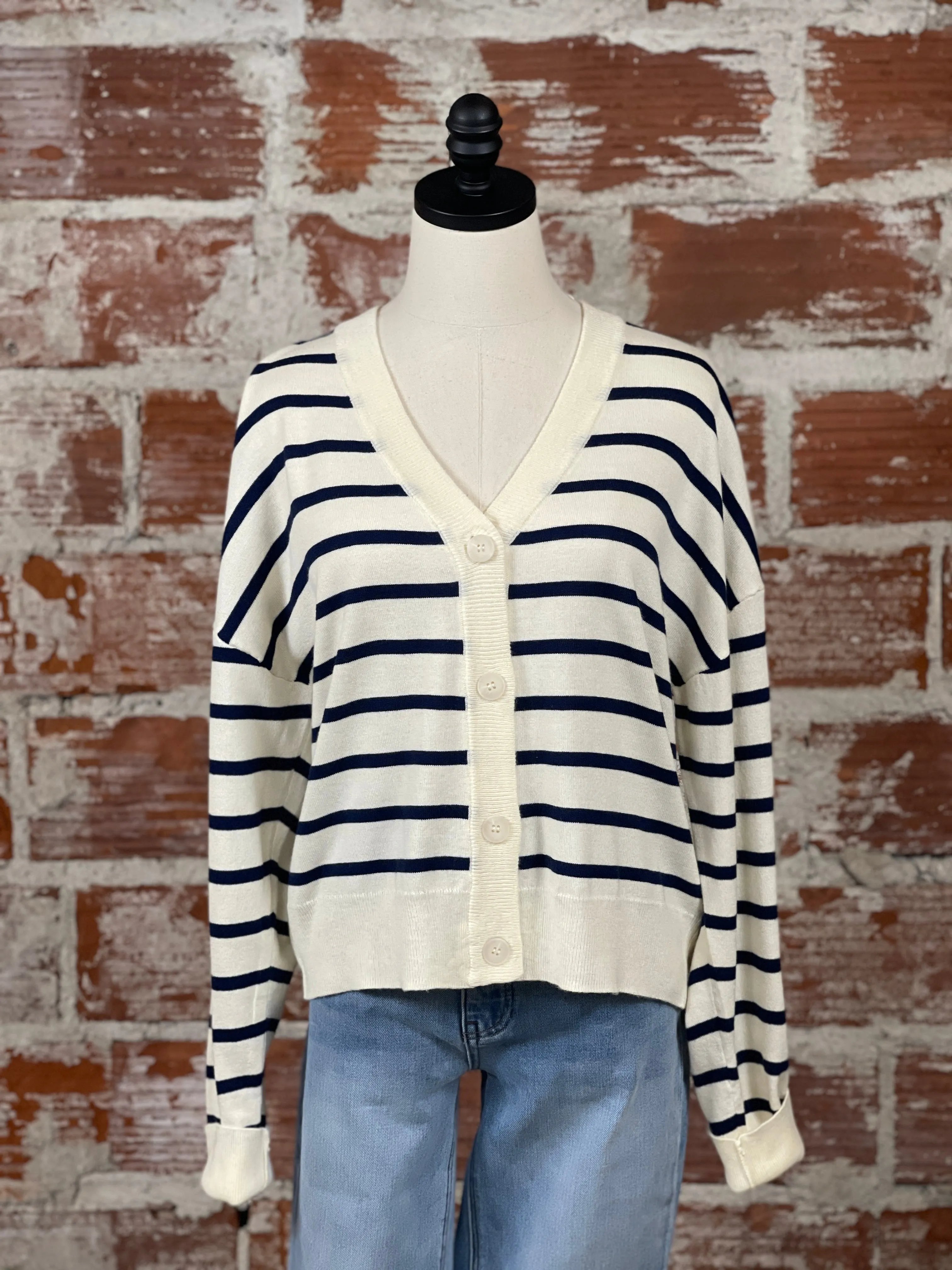 Thread and Supply Elsa Cardigan in Navy and Ivory