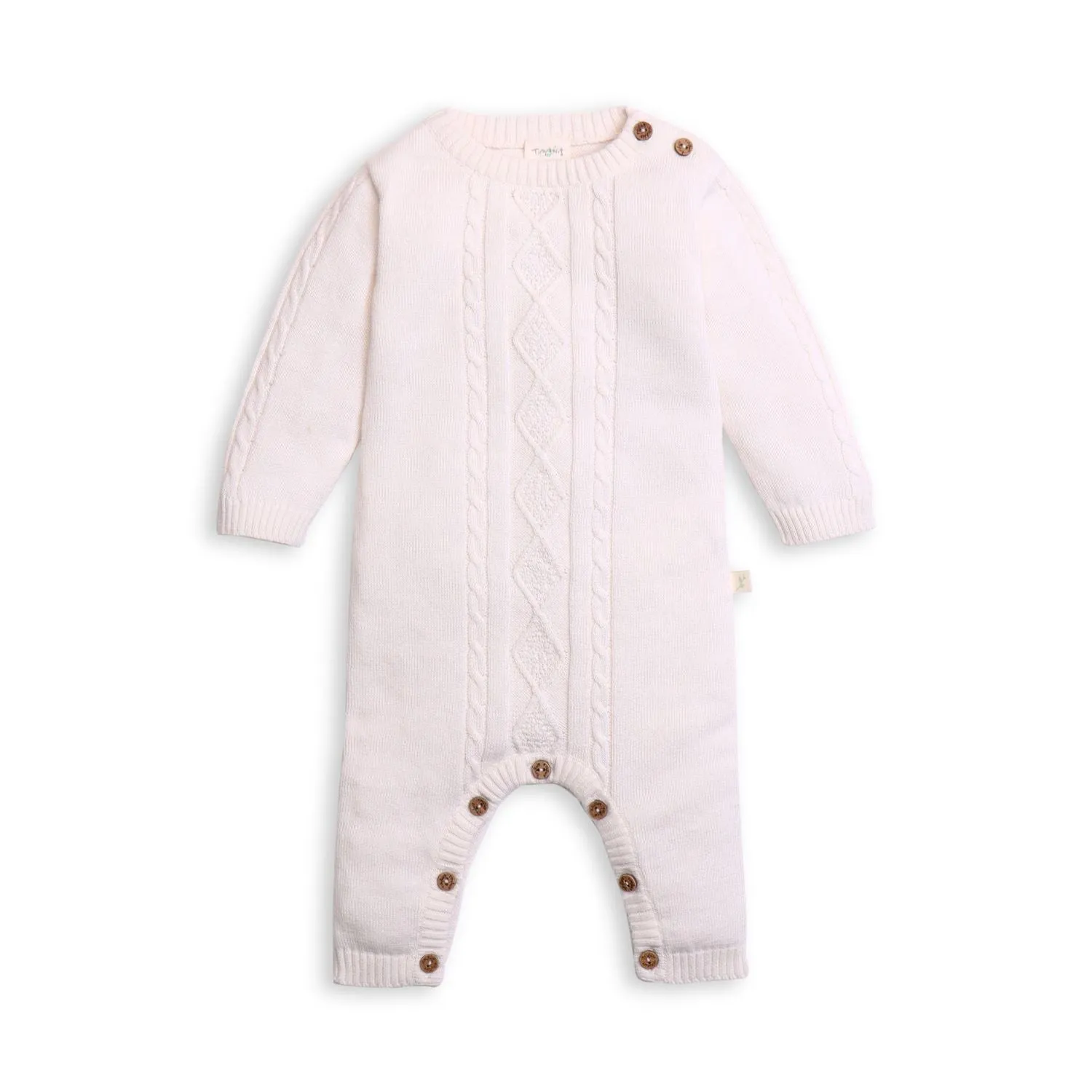 Tiny Twig Growsuit Cable Knit - Snow White